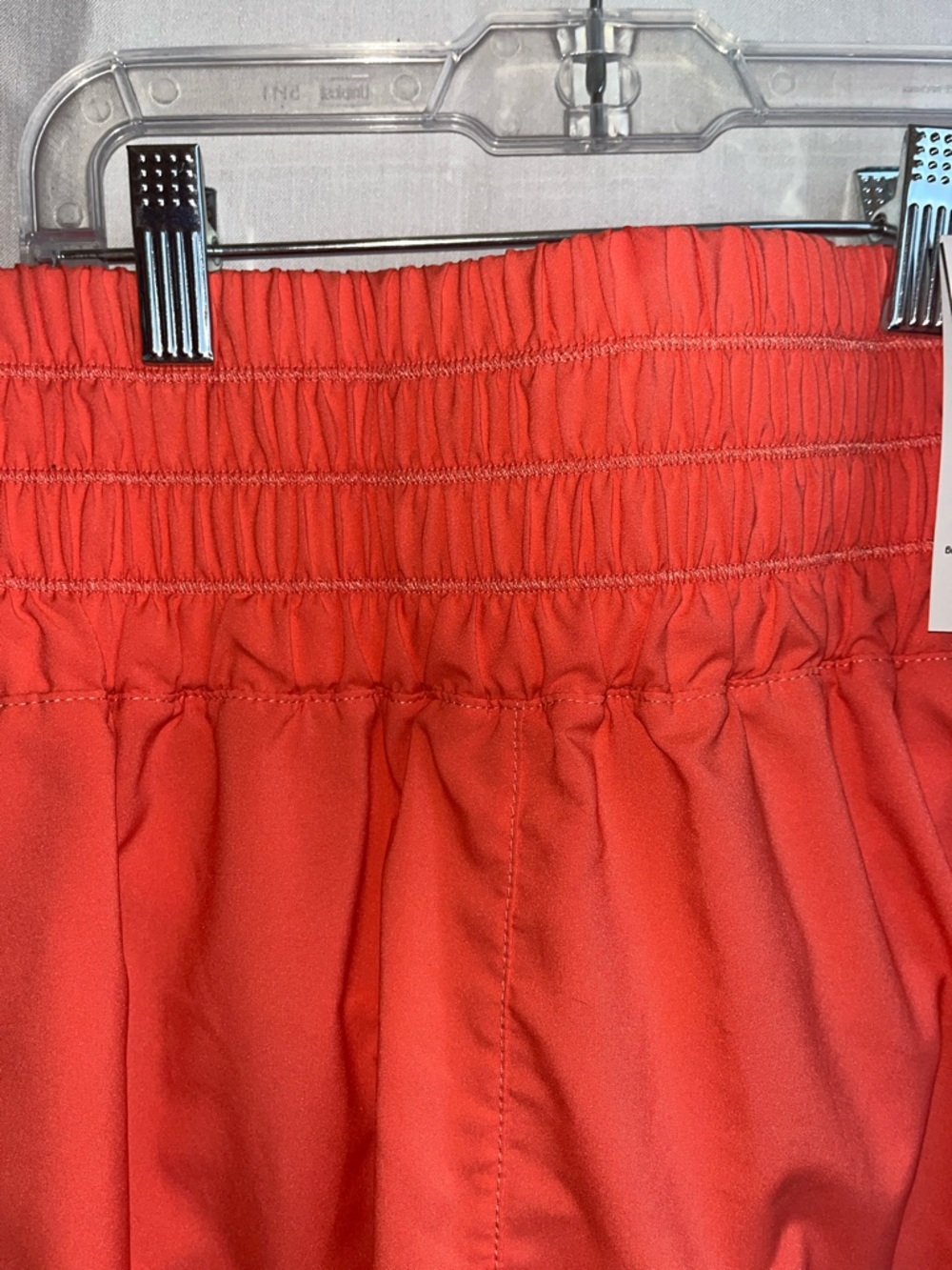Nike Women’s Coral-Red Athletic Shorts with Smocked Waist - Picture 3 of 5